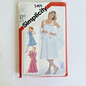 Vtg 80s Simplicity 5495 Sundress Tucks Wrap Embroidery Cottagecore Pattern Sz 12